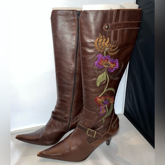 Embroidered brown handbag and boots - Made in Italy - Picture 3 of 4